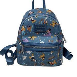Loungefly Blue Disney Character Mini Backpack with Multicolor Print